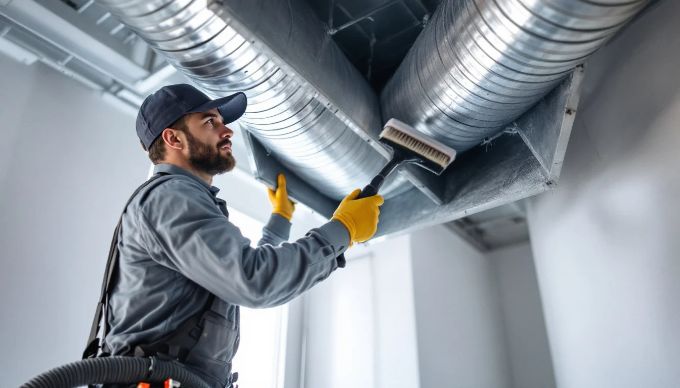 Czyszczenie kanałów wentylacji Wrocław — technik NURTEX czyści przewody